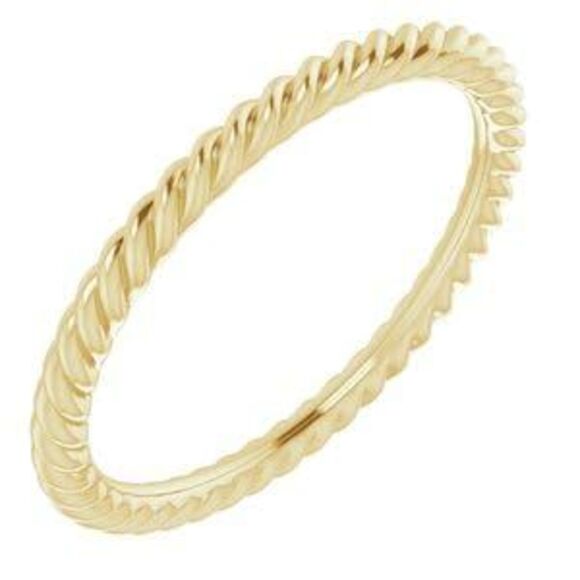 Kazi Luxury Sterling Silver 1.3 mm Skinny Rope Band Size 5.5